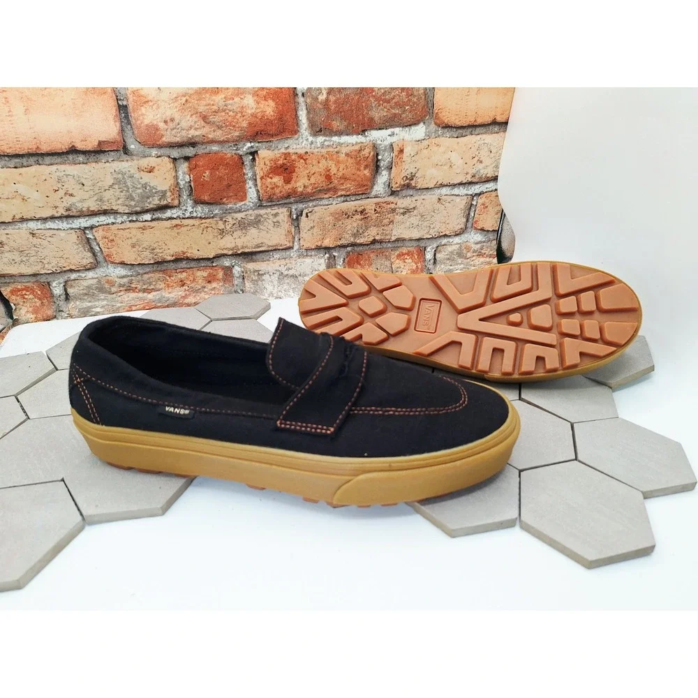 Vans Style 53 Heavy Canvas Black Gum Lug Sole Loafer Shoes Men's Size 11 Sneaker